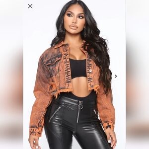 Fashion Nova- Ride With Me Acid Wash Denim Jacket- W Sz Medium